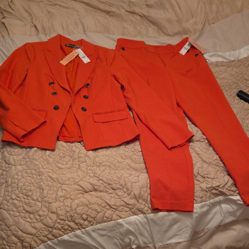 New York & Company Vibrant Orange Blazer and Pants